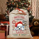 Personalized Polar Bear Santa Sack DTF Print