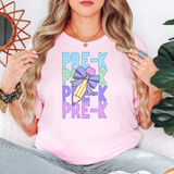Back To School Repeat Pastel Purple Pencil Elementary DTF Print