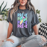 Back To School Repeat Pastel Checker Pencil Elementary DTF Print