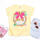 Back to School Preppy Painted Glitter Apple DTF Print