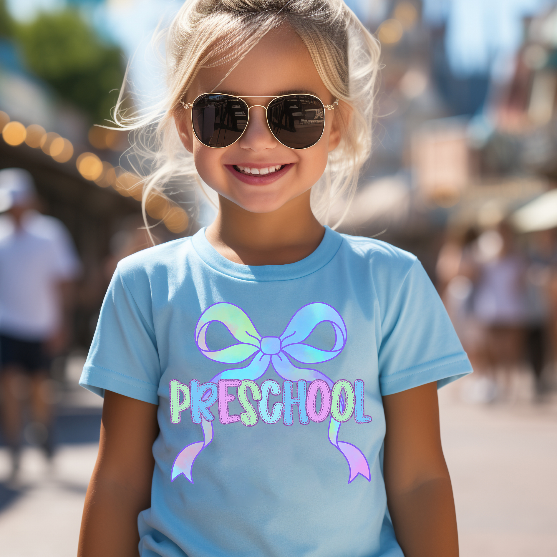 Back To School Elementary Watercolor Bow DTF Print