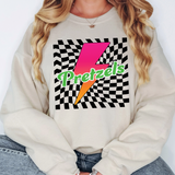 Pretzels Checker Leopard Bolt DTF Print