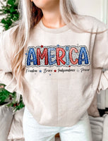 Faux Glitter America DTF Print