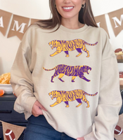 Tigers Repeat Purple Gold DTF Print