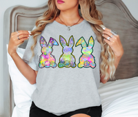 Rainbow Bunny Trio DTF Print