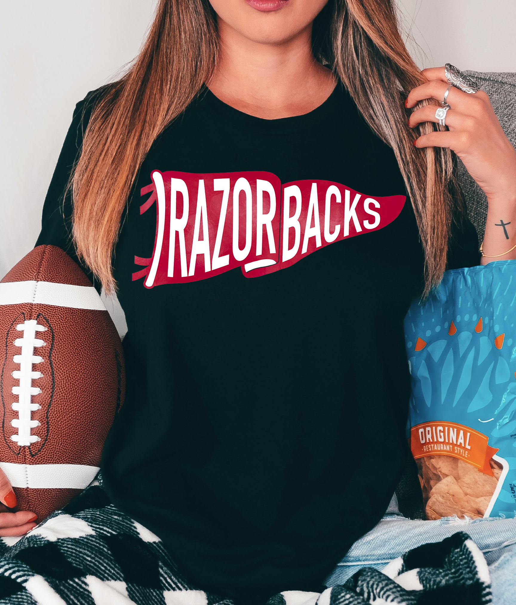 Razorbacks Watercolor Pennant DTF Print – Torch Light