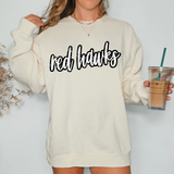 Red Hawks Crackle Cursive Teams DTF Print