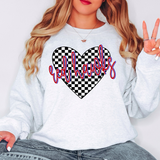 Red Hawks Retro Checker Heart DTF Print