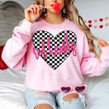 Red Hawks Valentine Checker Heart DTF Print