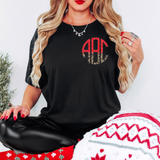 Custom Red Glitter Effect Leopard Monogram DTF Print