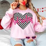 Red Raiders Valentine Checker Heart DTF Print