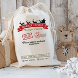 Personalized Reindeer Express Overnight Delivery Santa Sack DTF Print