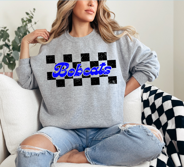 Retro Checkered Bobcats DTF Print