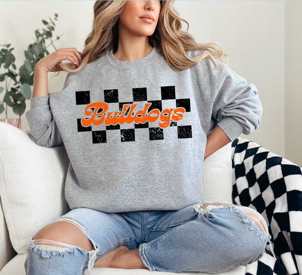 Retro Checkered Bulldogs DTF Print