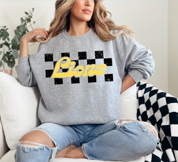 Retro Checkered Lions DTF Print