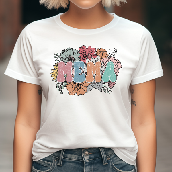 Retro Floral Mema DTF Print