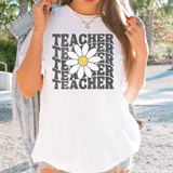 Retro Distressed Teacher Daisy DTF Print