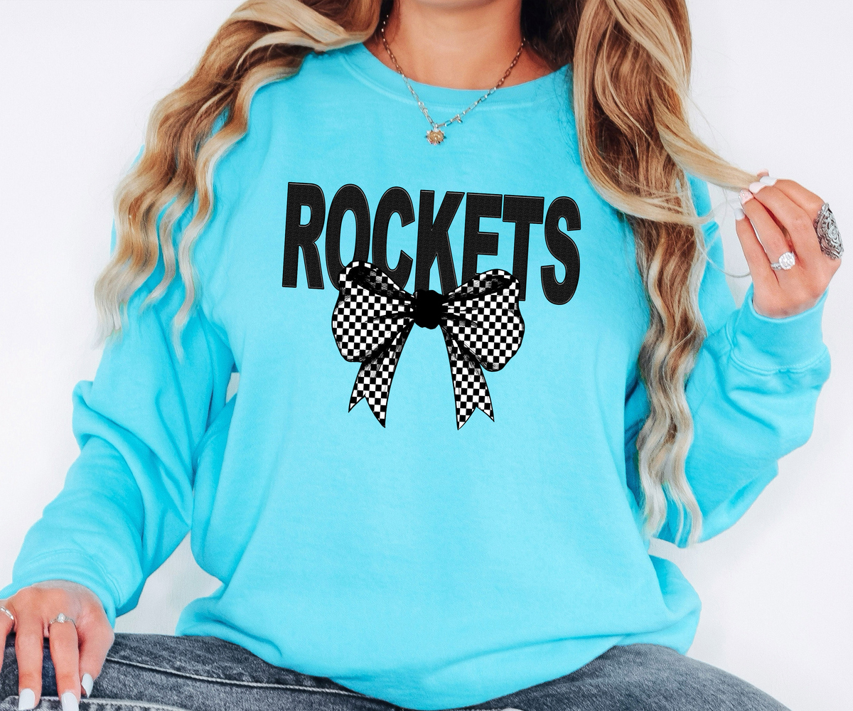 Rockets Coquette Checker Bow DTF Print – Torch Light
