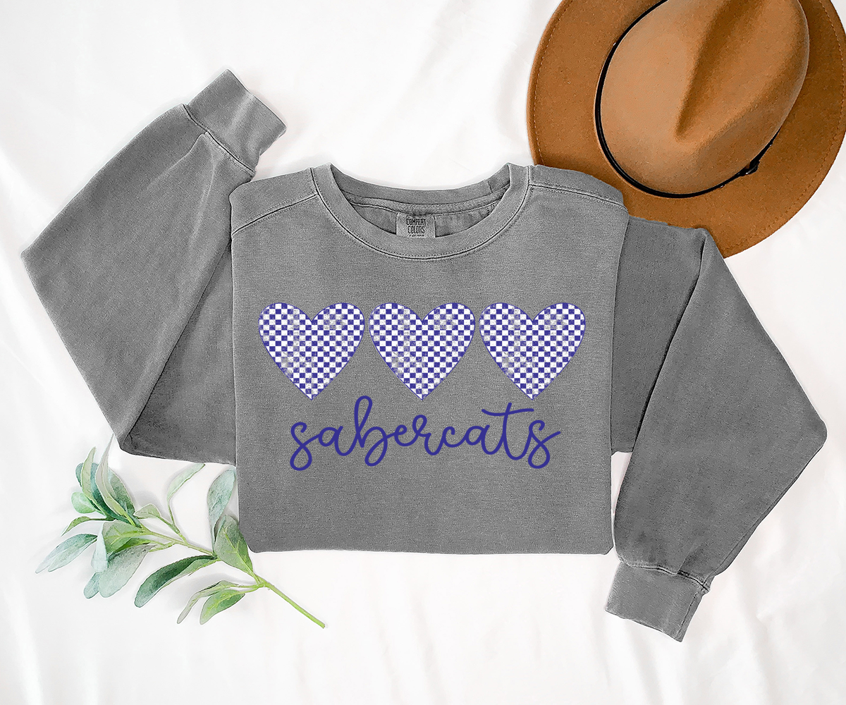 Sabercats Checker Heart Trio DTF Print