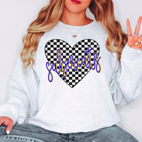 Sabercubs Retro Checker Heart DTF Print