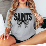 Saints Coquette Checker Bow DTF Print