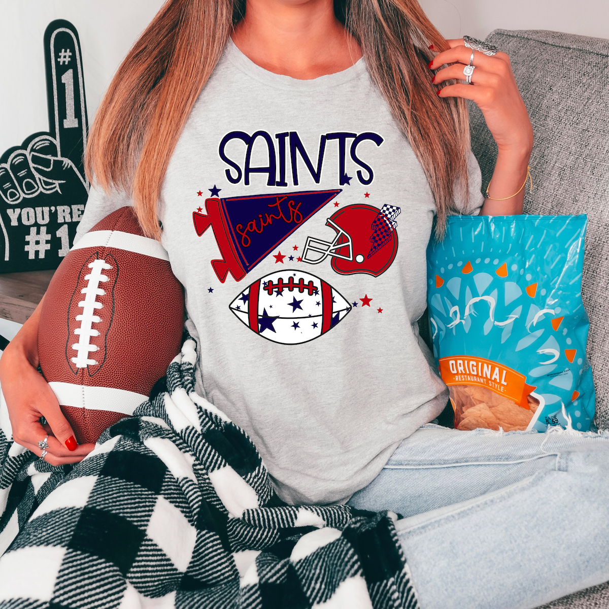 Saints Football Retrocollage DTF Print