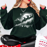 Santa Sleigh Sketch DTF Print