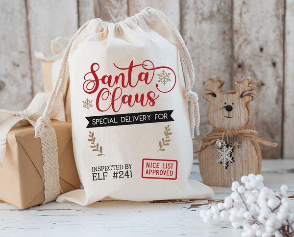 Personalized Santa Claus Special Delivery Santa Sack DTF Print