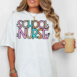 School Nurse Spring Star Doodle Mix DTF Print