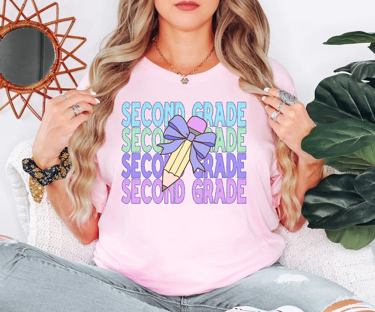 Back To School Repeat Pastel Purple Pencil Elementary DTF Print