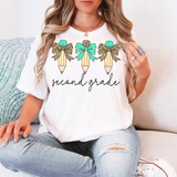 Back To School Teal Leopard Pencil Trio Elementary DTF Print