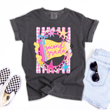 Pink Gingham Pennant Frame Back to School DTF Transfer