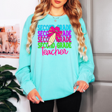 Back To School Repeat Neon Pink Pencil Elementary Teacher DTF Print