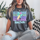 Back To School Repeat Pastel Checker Pencil Elementary Teacher DTF Print