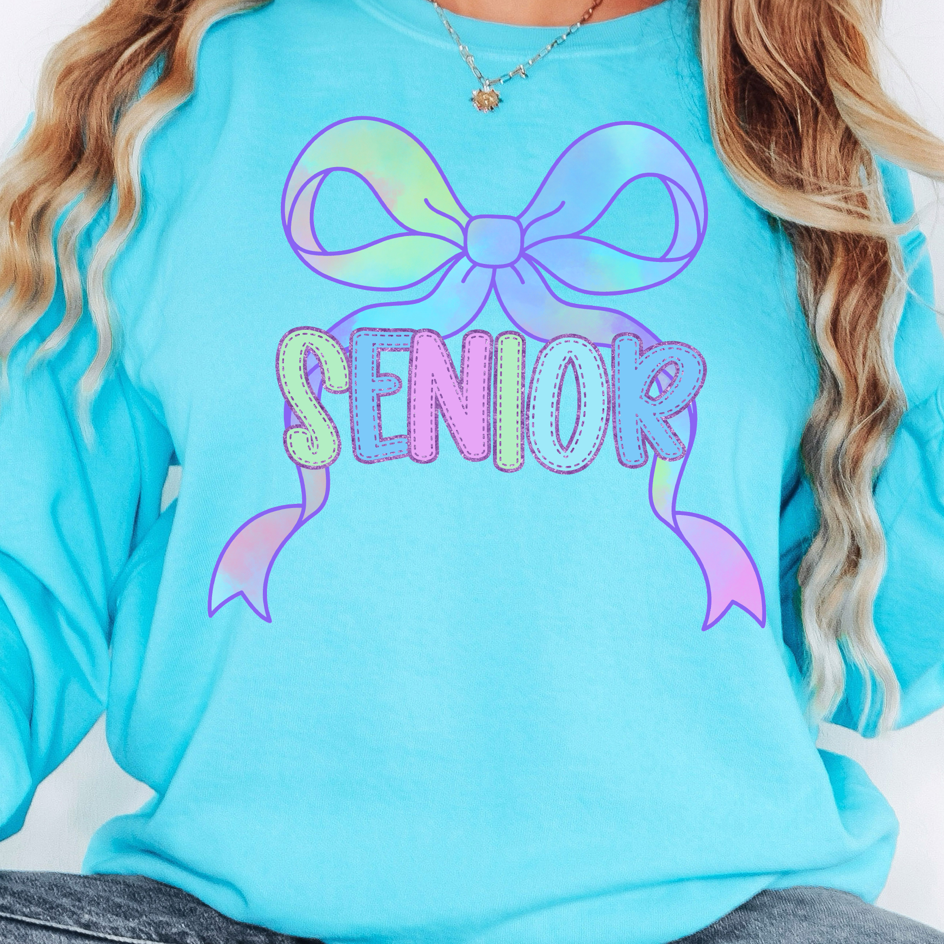 Back To School Middle High Watercolor Bow  DTF Print