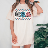 Faux Sequin Checker USA DTF Print