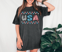 Faux Sequin Checker USA DTF Print