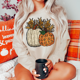 Sequin Effect Pumpkin  Flowers DTF Print