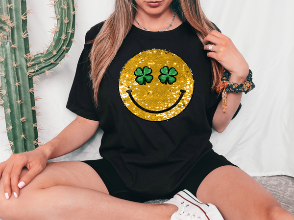 Sequin Effect Shamrock Circle DTF Print