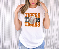 Faux Sequin Tigers Baseball DTF Print