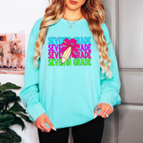 Back To School Repeat Neon Pink Pencil Middle High DTF Print