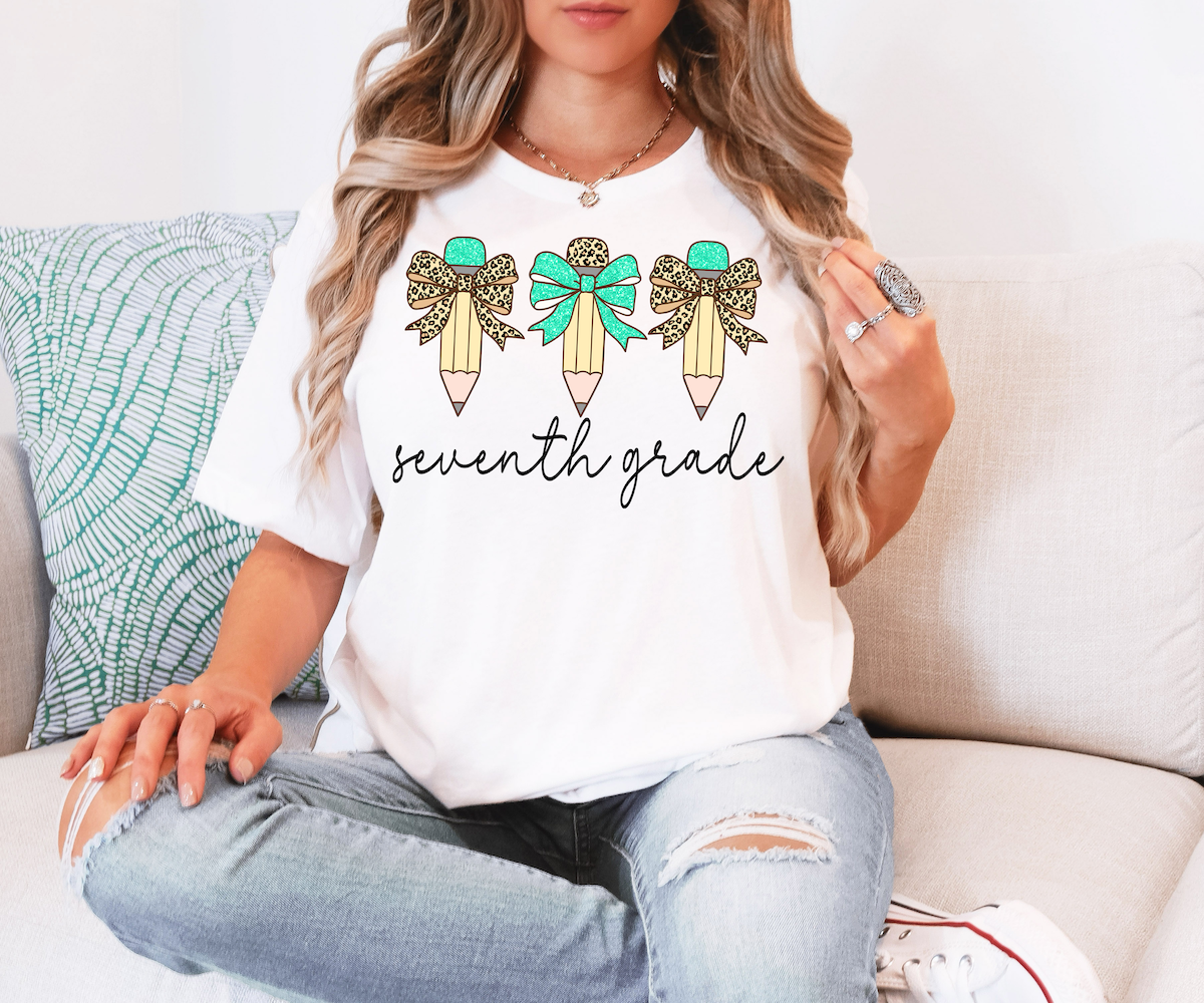 Back To School Teal Leopard Pencil Trio Middle High DTF Print