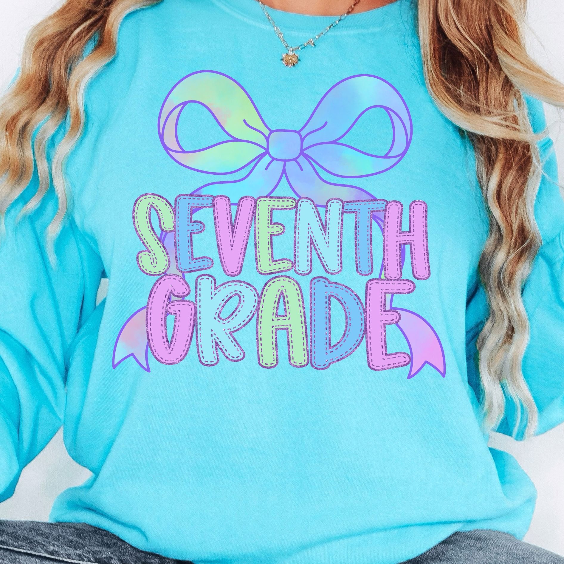 Back To School Middle High Watercolor Bow  DTF Print