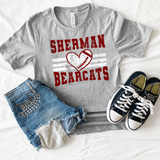 Sherman Bearcats Grunge Heart Football DTF Print