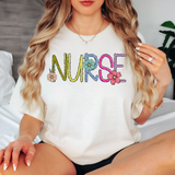 Nurse Skinny Doodle Flowers DTF Print