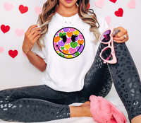 Glitter Effect Heart Circle DTF Print