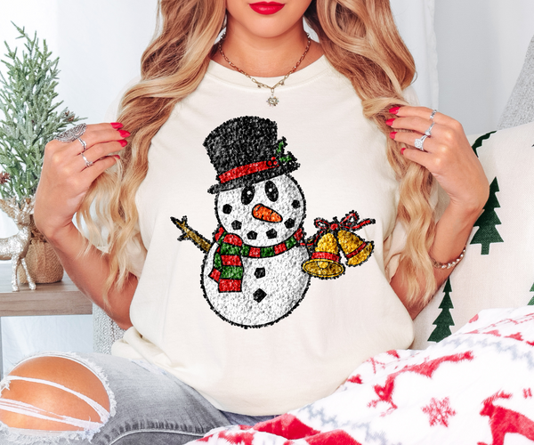 Snowman with Bell DTF Print