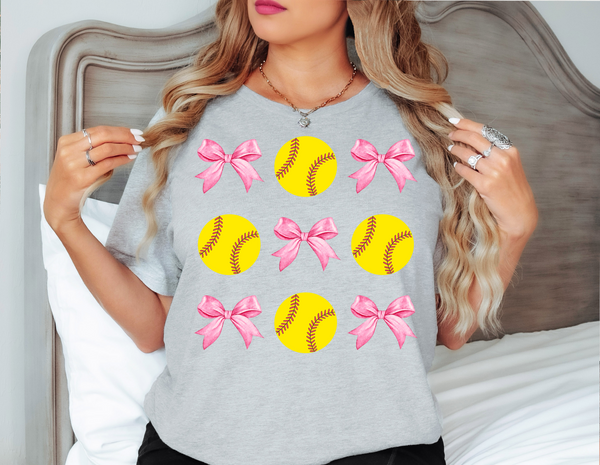 Softball Bow Collage DTF Print