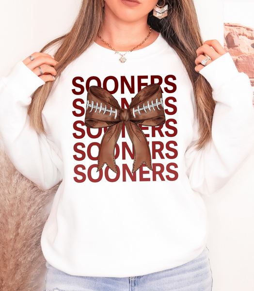 Sooners Repeat Football Bow DTF Print