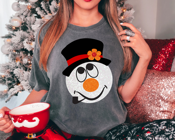 Snowman Glitter Effect DTF Print